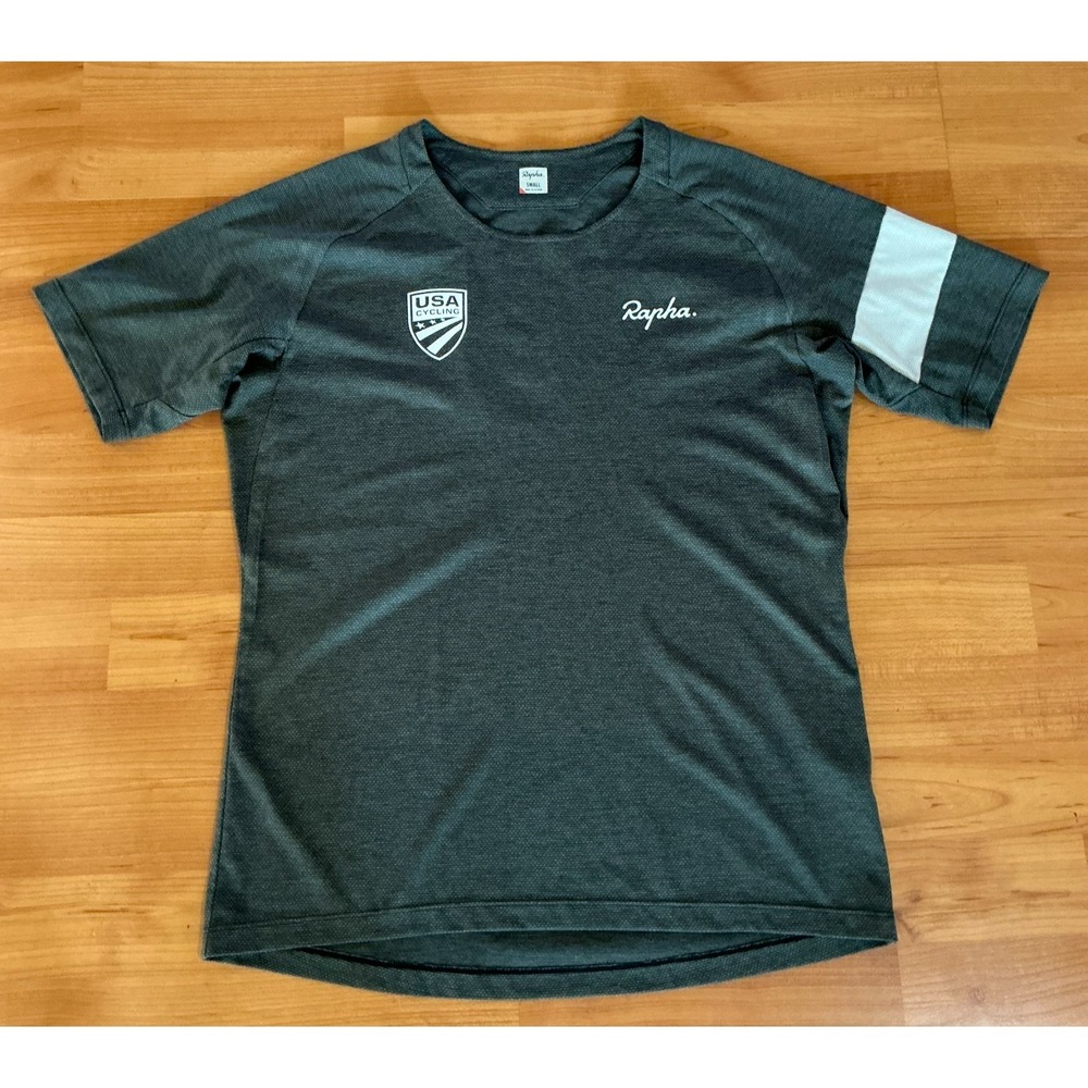 Rapha USA Cycling Womens Small Trail Technical T Shirt Heather Gray Jersey